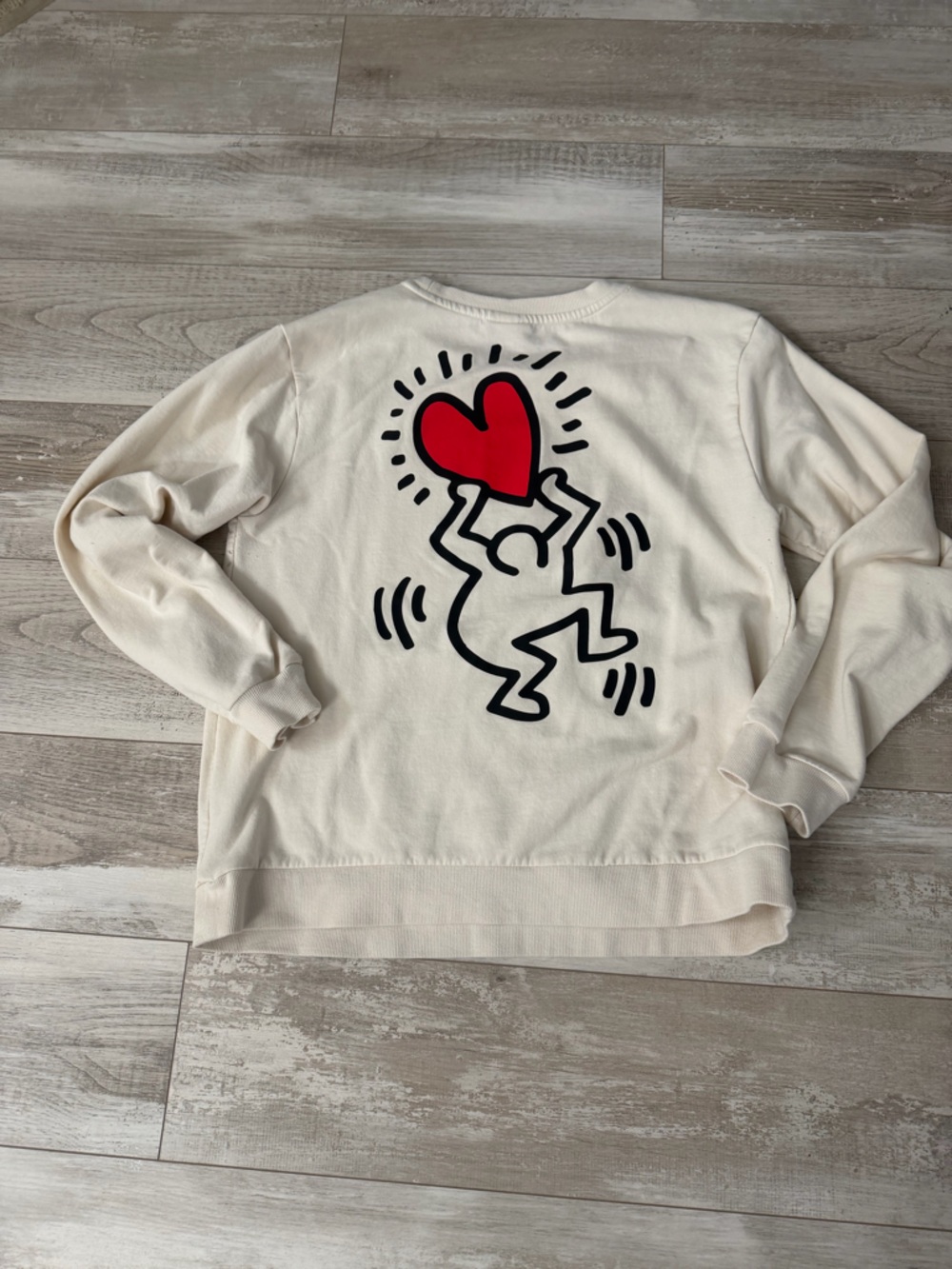 Keith Haring LOVE Cream Sweatshirt Jogger Set M EUC Lounge Co-Ord - Picture 6 of 10